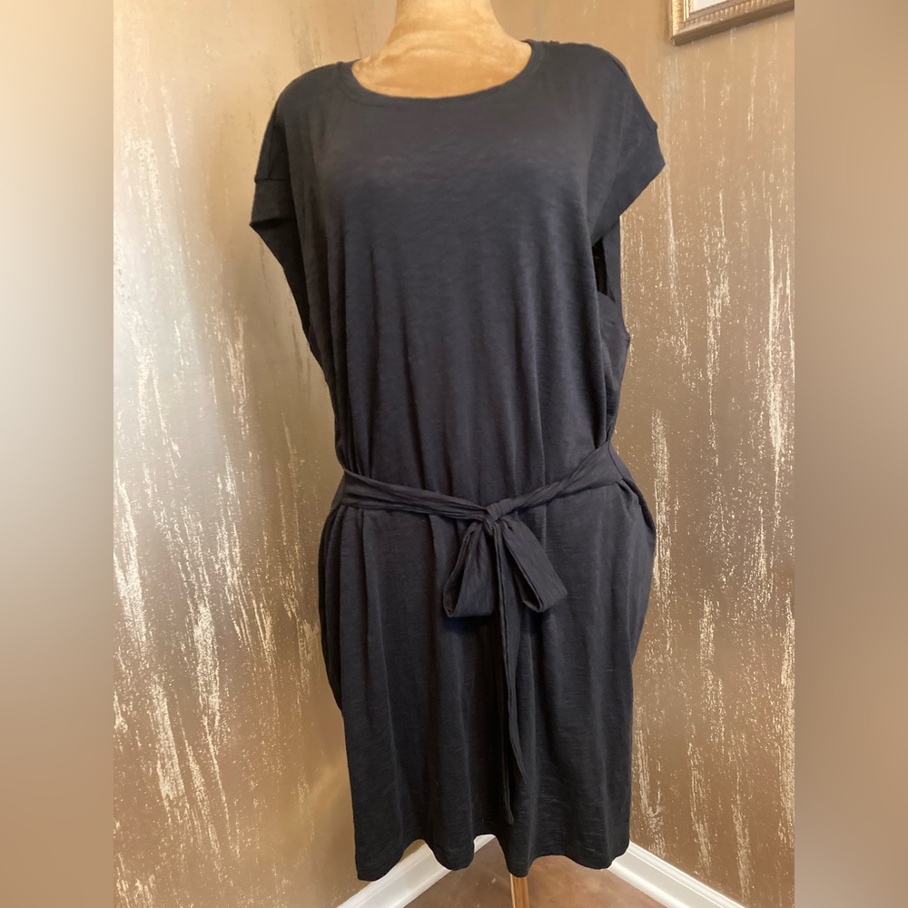 NWT J. Crew Factory Black Belted Slub T-Shirt Dress Size 3X
